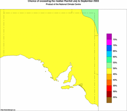 probability of exceeding median rainfall - click on the map for a larger version of the map