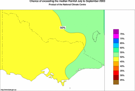 probability of exceeding median rainfall - click on the map for a larger version of the map