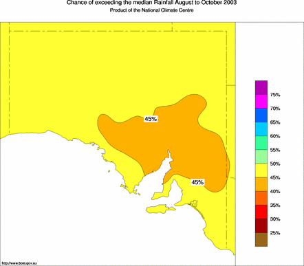 probability of exceeding median rainfall - click on the map for a larger version of the map