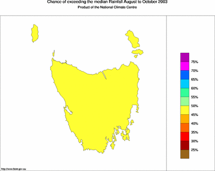 probability of exceeding median rainfall - click on the map for a larger version of the map