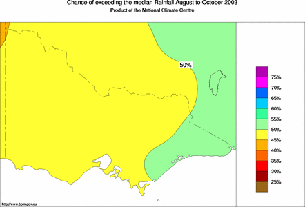 probability of exceeding median rainfall - click on the map for a larger version of the map