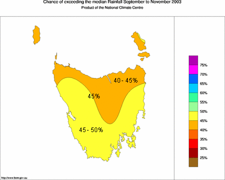 probability of exceeding median rainfall - click on the map for a larger version of the map