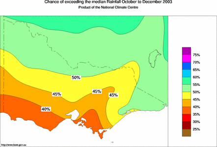 probability of exceeding median rainfall - click on the map for a larger version of the map