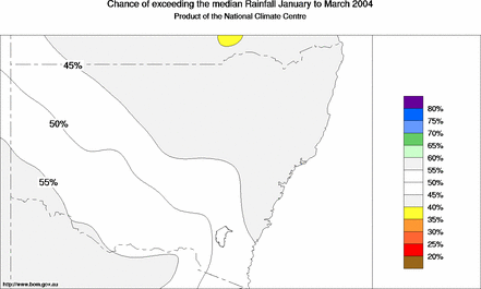 probability of exceeding median rainfall - click on the map for a larger version of the map
