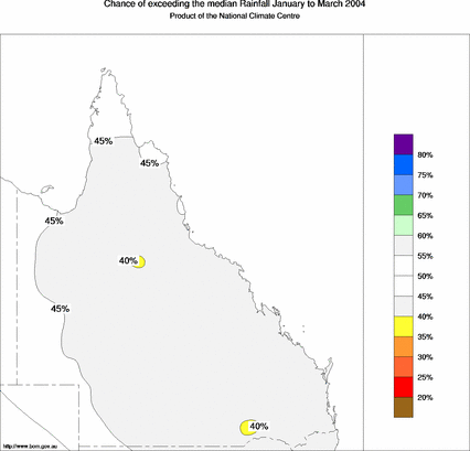 probability of exceeding median rainfall - click on the map for a larger version of the map