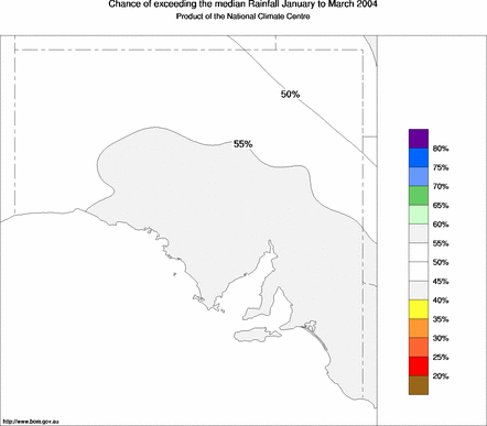 probability of exceeding median rainfall - click on the map for a larger version of the map