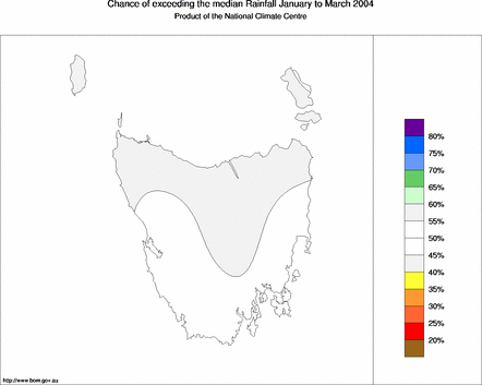 probability of exceeding median rainfall - click on the map for a larger version of the map