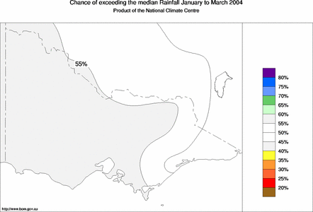 probability of exceeding median rainfall - click on the map for a larger version of the map