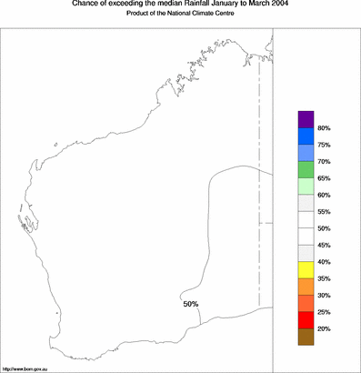 probability of exceeding median rainfall - click on the map for a larger version of the map