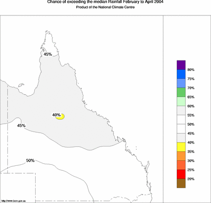 probability of exceeding median rainfall - click on the map for a larger version of the map