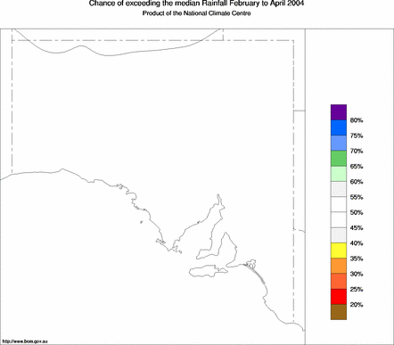 probability of exceeding median rainfall - click on the map for a larger version of the map