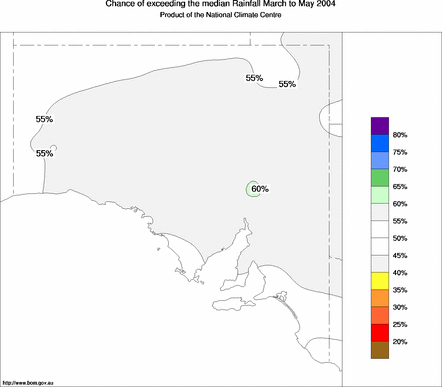probability of exceeding median rainfall - click on the map for a larger version of the map