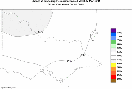 probability of exceeding median rainfall - click on the map for a larger version of the map
