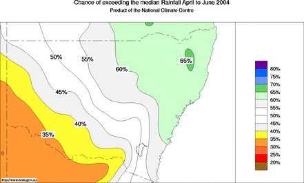 probability of exceeding median rainfall - click on the map for a larger version of the map