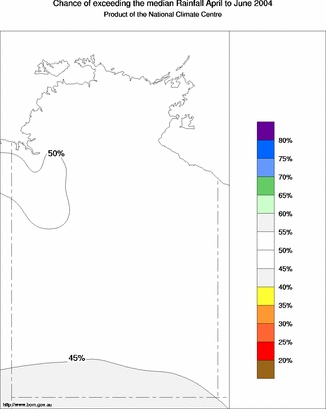 probability of exceeding median rainfall - click on the map for a larger version of the map