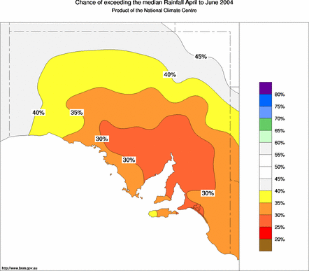 probability of exceeding median rainfall - click on the map for a larger version of the map