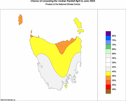 probability of exceeding median rainfall - click on the map for a larger version of the map