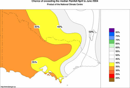 probability of exceeding median rainfall - click on the map for a larger version of the map