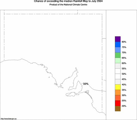 probability of exceeding median rainfall - click on the map for a larger version of the map