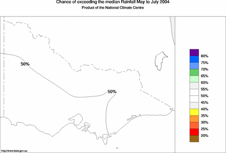 probability of exceeding median rainfall - click on the map for a larger version of the map