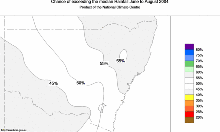 probability of exceeding median rainfall - click on the map for a larger version of the map