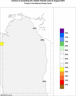 probability of exceeding median rainfall - click on the map for a larger version of the map