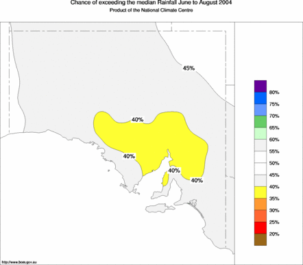 probability of exceeding median rainfall - click on the map for a larger version of the map