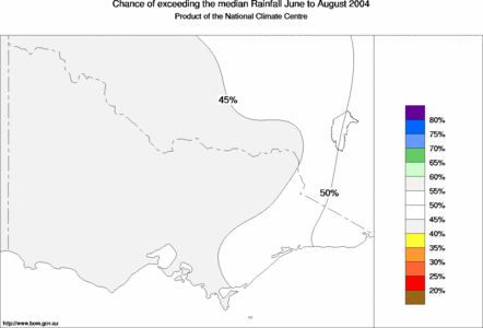 probability of exceeding median rainfall - click on the map for a larger version of the map