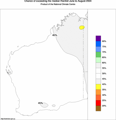 probability of exceeding median rainfall - click on the map for a larger version of the map