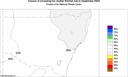 probability of exceeding median rainfall - click on the map for a larger version of the map