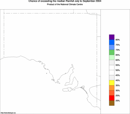 probability of exceeding median rainfall - click on the map for a larger version of the map