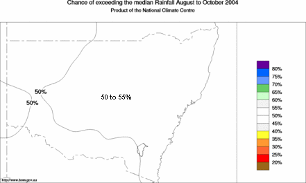 probability of exceeding median rainfall - click on the map for a larger version of the map