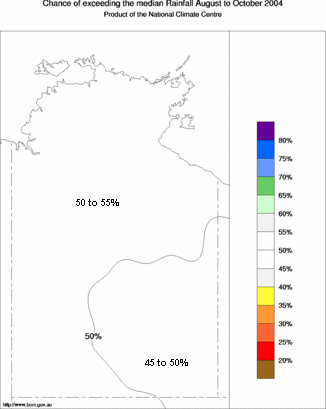 probability of exceeding median rainfall - click on the map for a larger version of the map