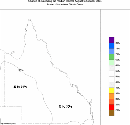 probability of exceeding median rainfall - click on the map for a larger version of the map