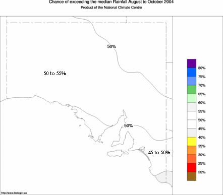 probability of exceeding median rainfall - click on the map for a larger version of the map