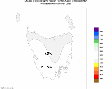 probability of exceeding median rainfall - click on the map for a larger version of the map