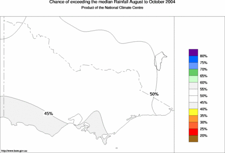 probability of exceeding median rainfall - click on the map for a larger version of the map