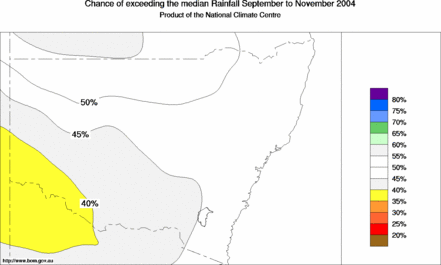 probability of exceeding median rainfall - click on the map for a larger version of the map