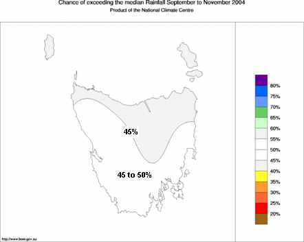 probability of exceeding median rainfall - click on the map for a larger version of the map