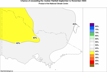 probability of exceeding median rainfall - click on the map for a larger version of the map