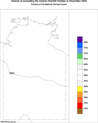 probability of exceeding median rainfall - click on the map for a larger version of the map