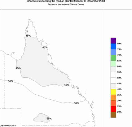 probability of exceeding median rainfall - click on the map for a larger version of the map
