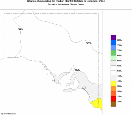 probability of exceeding median rainfall - click on the map for a larger version of the map