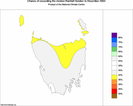 probability of exceeding median rainfall - click on the map for a larger version of the map