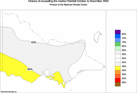 probability of exceeding median rainfall - click on the map for a larger version of the map