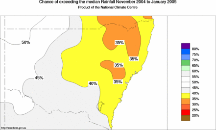probability of exceeding median rainfall - click on the map for a larger version of the map