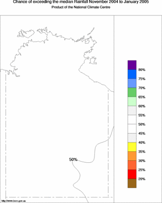 probability of exceeding median rainfall - click on the map for a larger version of the map