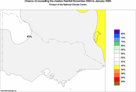 probability of exceeding median rainfall - click on the map for a larger version of the map
