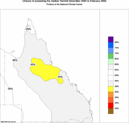 probability of exceeding median rainfall - click on the map for a larger version of the map