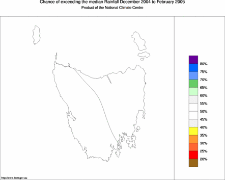 probability of exceeding median rainfall - click on the map for a larger version of the map